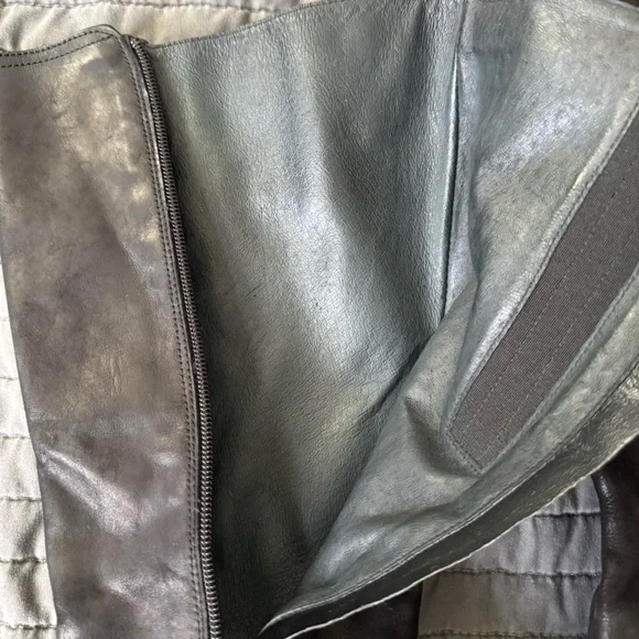 DUO Tall Black Leather Designer Moto Boot Size 8